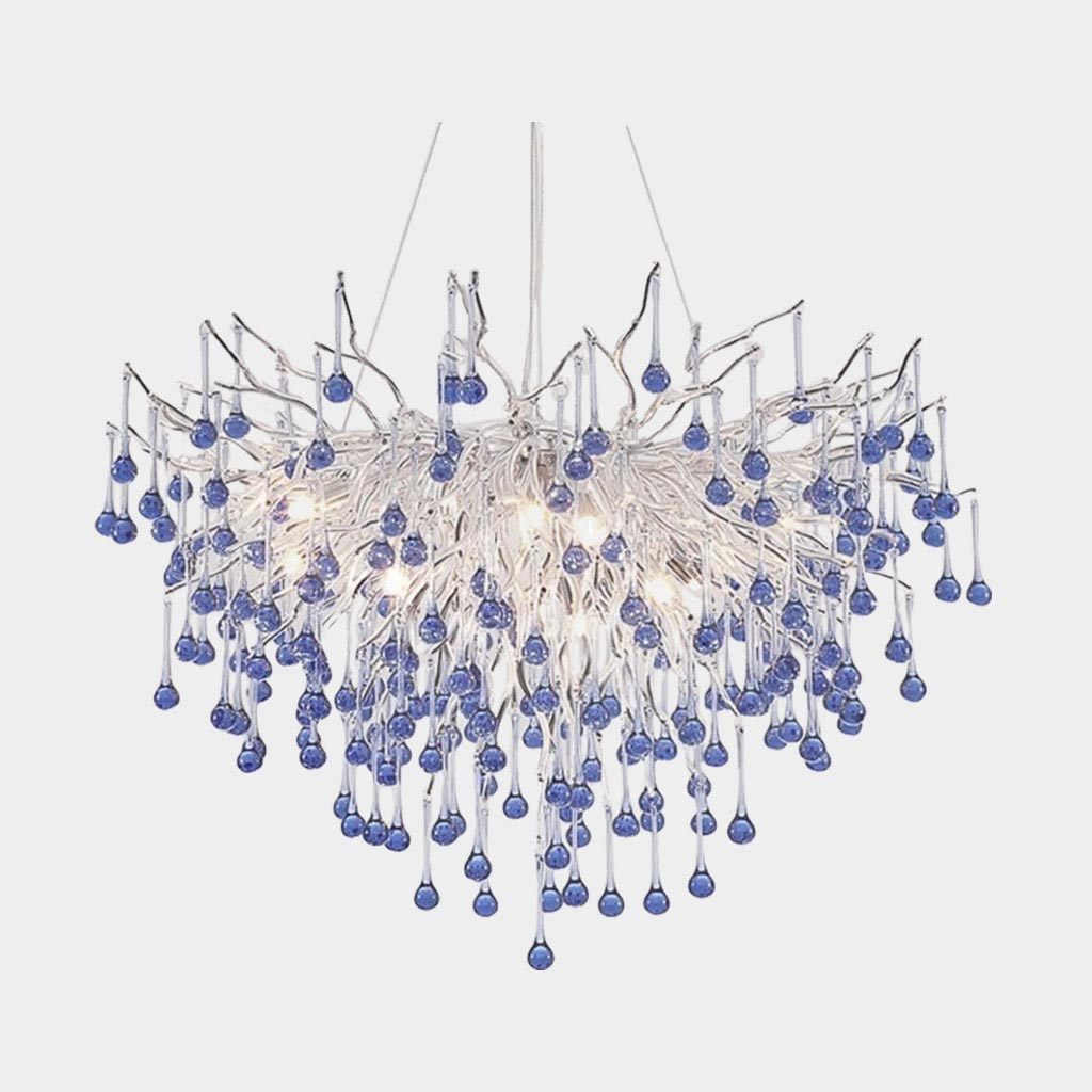 Kristallen Druppel Kroonluchter Takdesign Roze Blauw Rond Ovaal Dimbaar 40-250cm Meisjes Slaapkamer Plafondlamp | Sansoti
