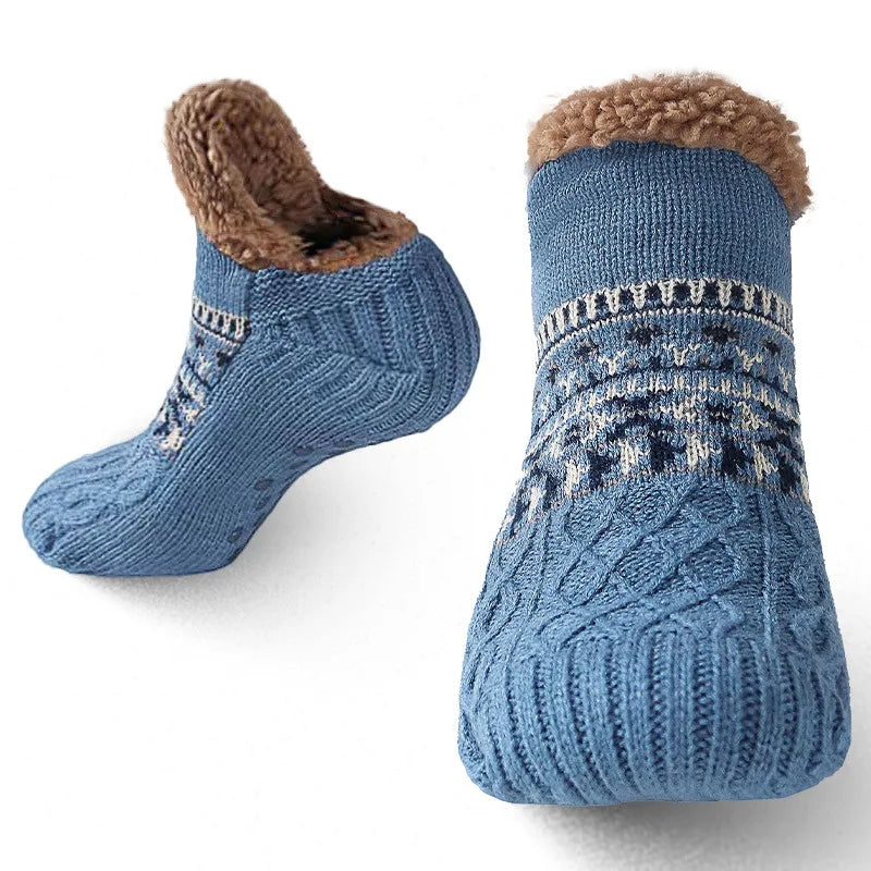 House Socks with Snowflake Pattern, Non-Slip, Fleece-Lined, Unisex Winter Socks, Warm, Fluffy, Comfortable Indoor | Sansoti