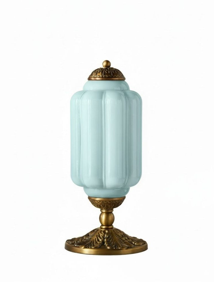 Vintage Glazen Tafellamp met Messing of Zwarte Afwerking | Sansoti