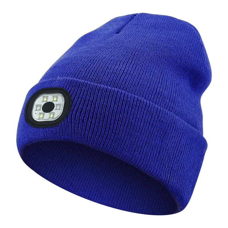 Knitted Winter Hat with Rechargeable LED Light Hands-Free Headlamp for Outdoor Winter Activities | Sansoti