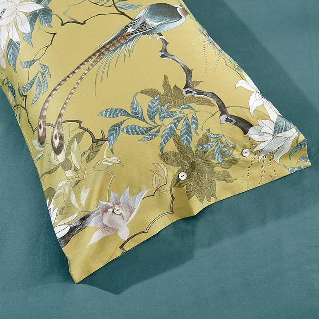 Dekbedovertrek Katoen Tropische Print Vogels Bladeren 500TC Premium Ademend Zacht Slaapkamer Beddengoed | Sansoti