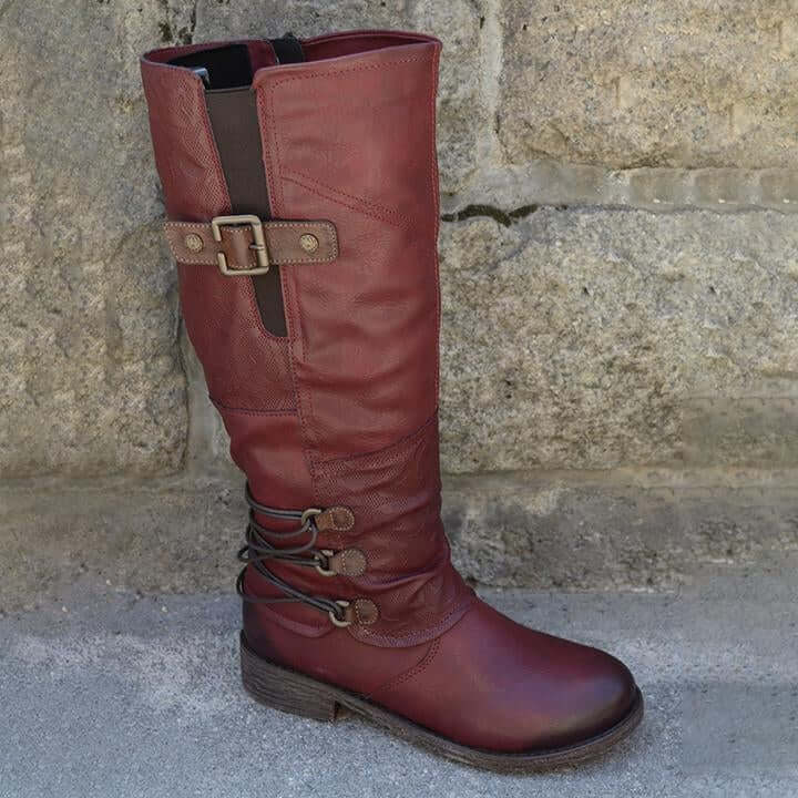 Bottes à fermeture éclair en cuir pour femmes – confortables & chaudes pour automne et hiver | Sansoti