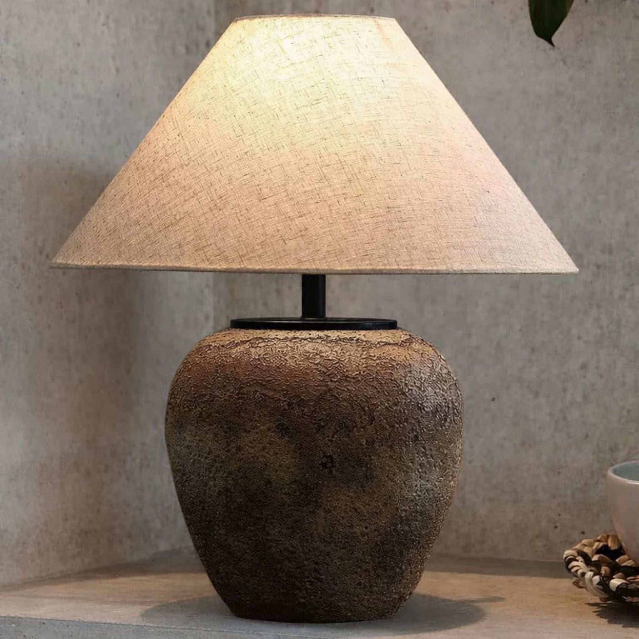 Tafellamp Keramiek Linnen Beige 48cm E27 Rustiek Design | Sansoti
