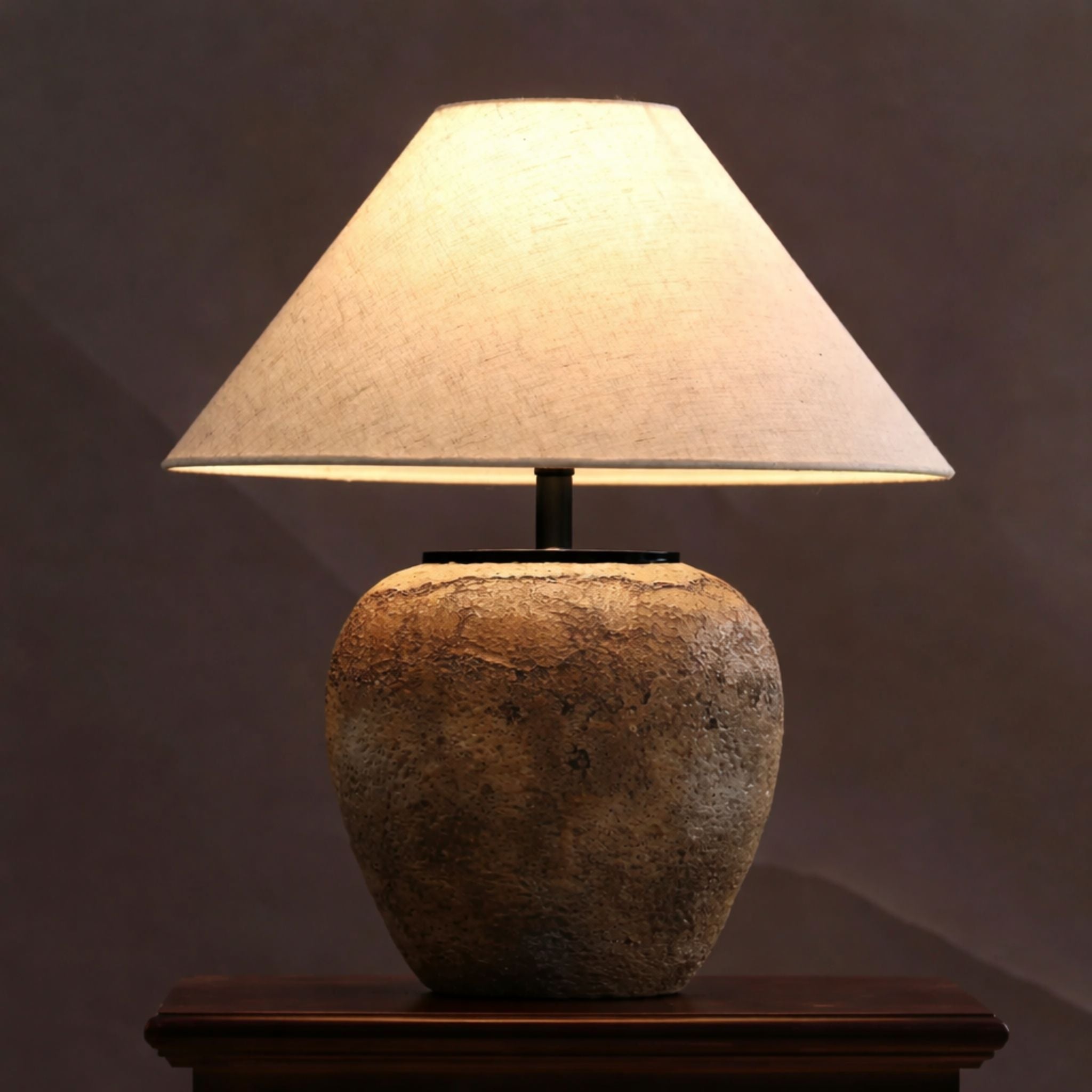 Tafellamp Keramiek Linnen Beige 48cm E27 Rustiek Design | Sansoti