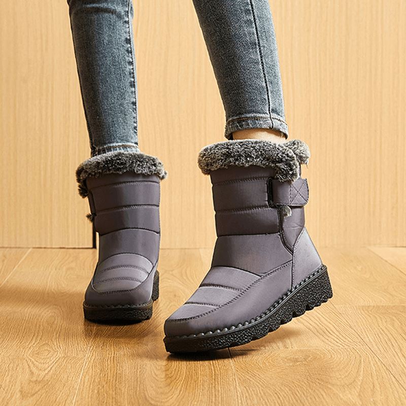 Bottes d’hiver doublées pour femme, imperméables, antidérapantes, à scratch, chaussures chaudes et confortables pour les journées froides | Sansoti