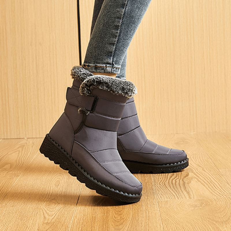 Bottes d’hiver doublées pour femme, imperméables, antidérapantes, à scratch, chaussures chaudes et confortables pour les journées froides | Sansoti