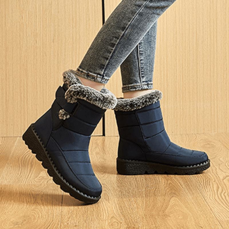Bottes d’hiver doublées pour femme, imperméables, antidérapantes, à scratch, chaussures chaudes et confortables pour les journées froides | Sansoti