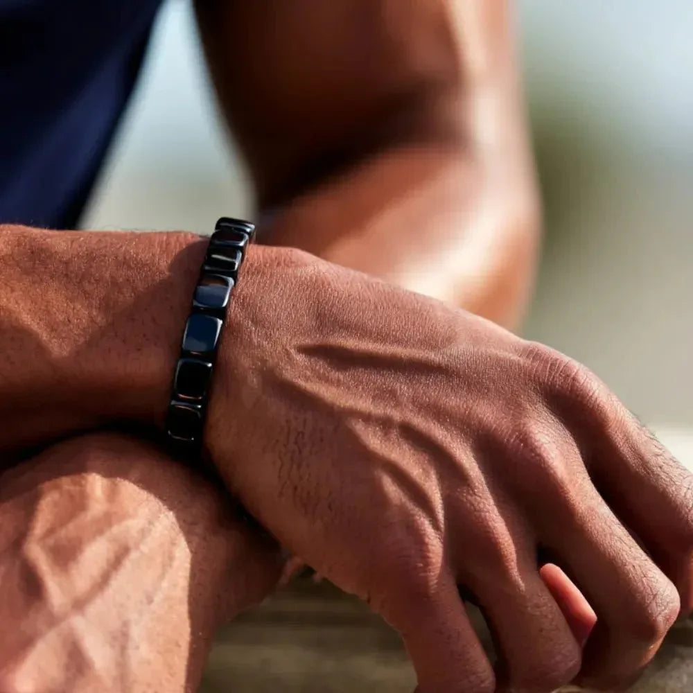 Hematiet Kralen Armband Heren Natuursteen Zwart Grijs Energetisch Balans Everyday Wellness Accessoire | Sansoti