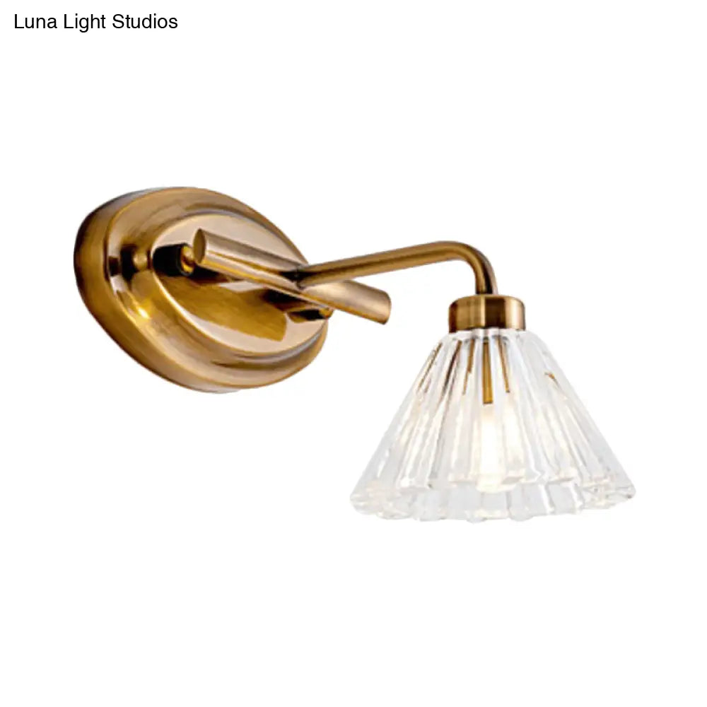 Glazen Wandlamp Kegel met Messing Afwerking – Modern Design met LED-Verlichting voor Badkamer en Toilet | Sansoti