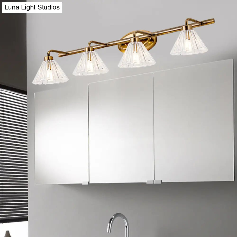 Glazen Wandlamp Kegel met Messing Afwerking – Modern Design met LED-Verlichting voor Badkamer en Toilet | Sansoti