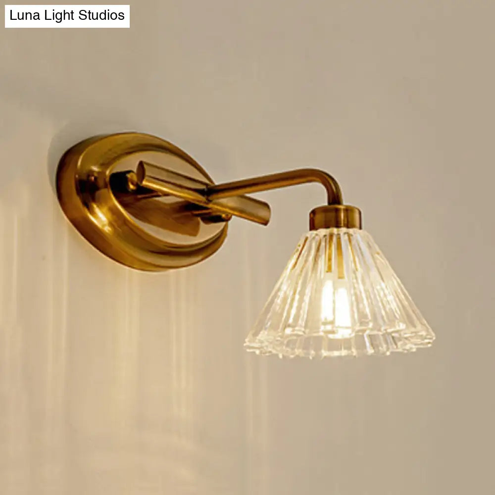 Glazen Wandlamp Kegel met Messing Afwerking – Modern Design met LED-Verlichting voor Badkamer en Toilet | Sansoti