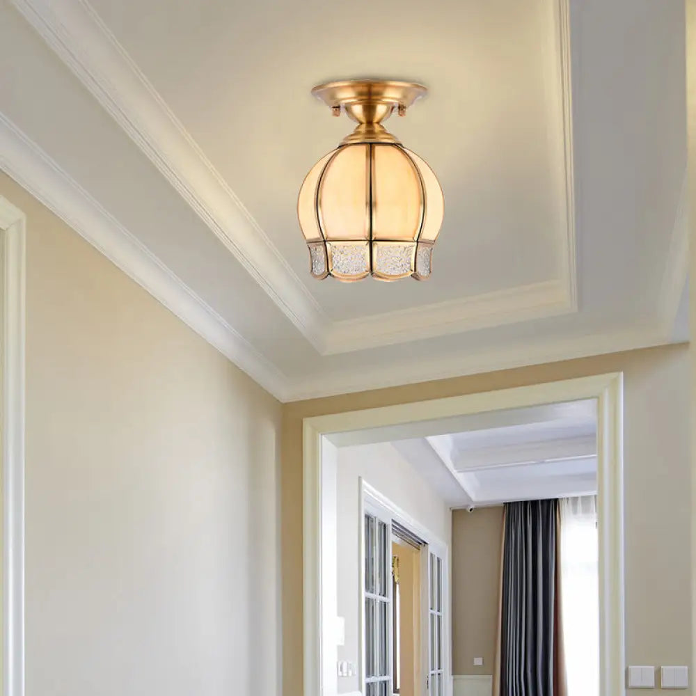 Plafondlamp Messing Schelp Semi-Flush Woonkamer Slaapkamer Hal Klassiek Design Warm Licht Elegante Verlichting | Sansoti