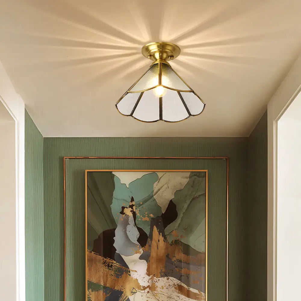 Plafondlamp Messing Schelp Semi-Flush Woonkamer Slaapkamer Hal Klassiek Design Warm Licht Elegante Verlichting | Sansoti