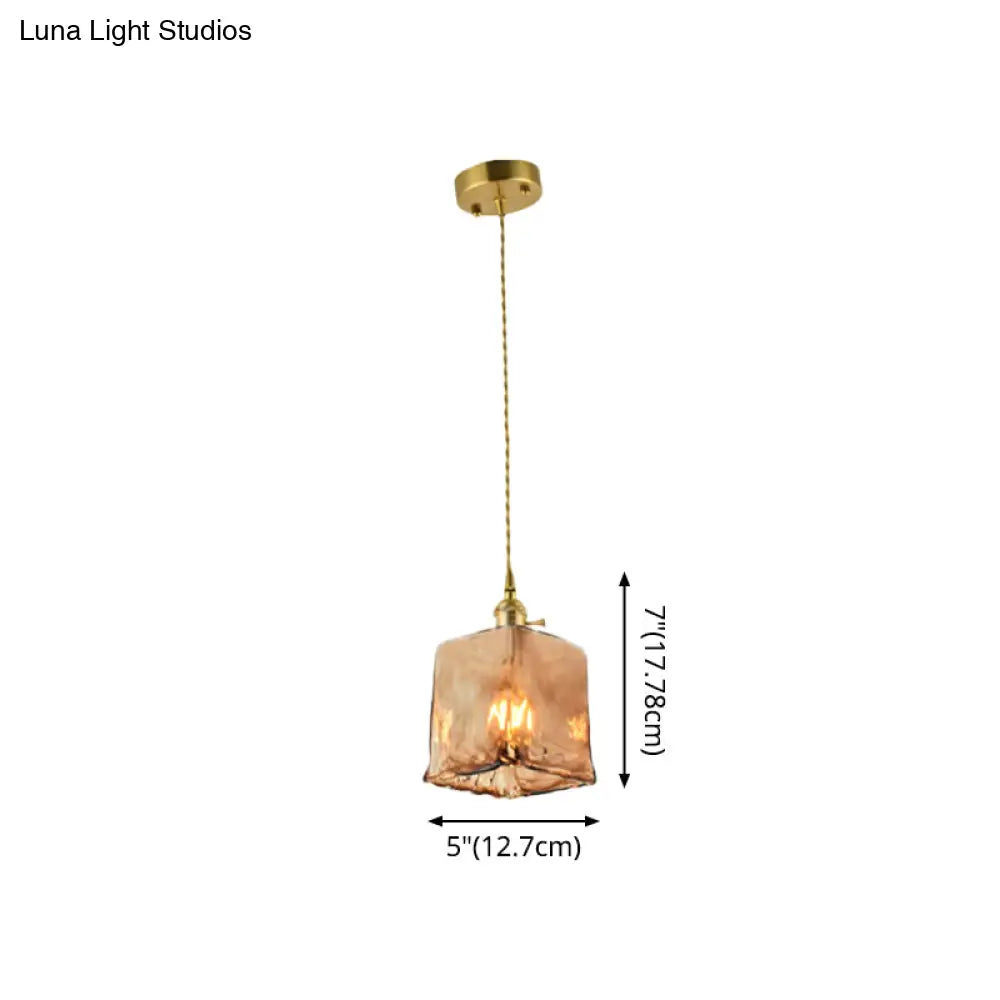 Vintage Hanglamp met Kegelkap in Glas – Messing/Koper Armatuur voor Woonkamer & Eetkamer | Sansoti