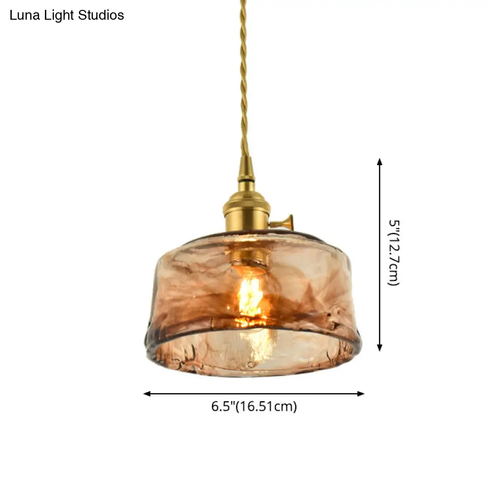 Vintage Hanglamp met Kegelkap in Glas – Messing/Koper Armatuur voor Woonkamer & Eetkamer | Sansoti