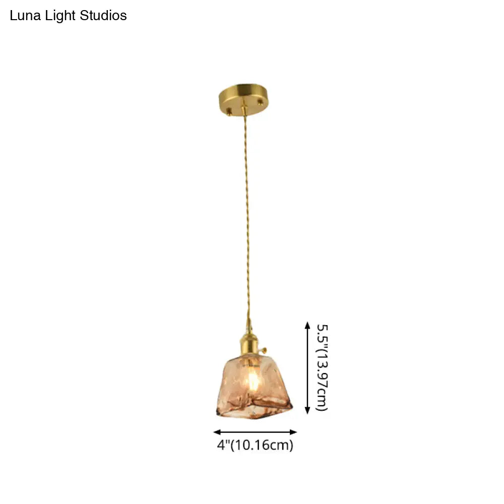 Vintage Hanglamp met Kegelkap in Glas – Messing/Koper Armatuur voor Woonkamer & Eetkamer | Sansoti