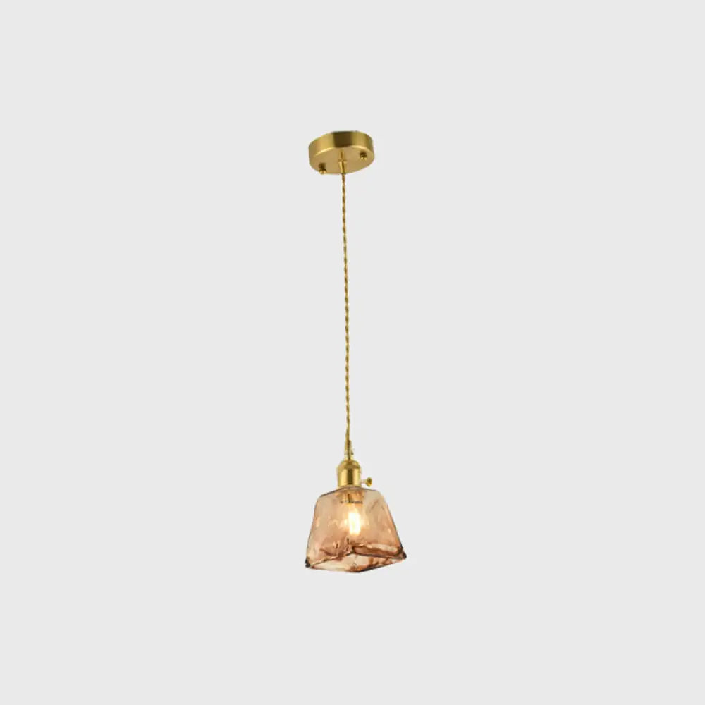 Vintage Hanglamp met Kegelkap in Glas – Messing/Koper Armatuur voor Woonkamer & Eetkamer | Sansoti
