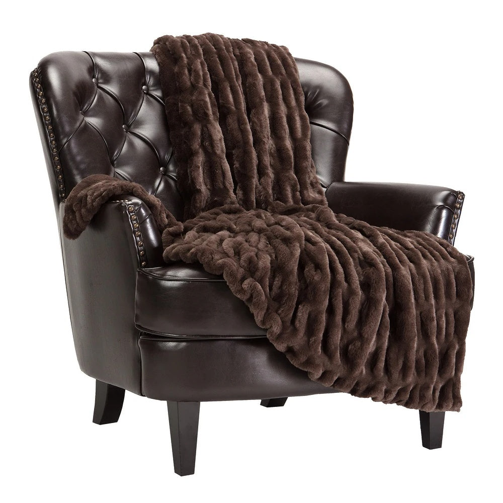 Faux Fur Throw Double-Sided Velvety Soft Warm Comfortable Decorative Cozy Living Room Bedroom | Sansoti