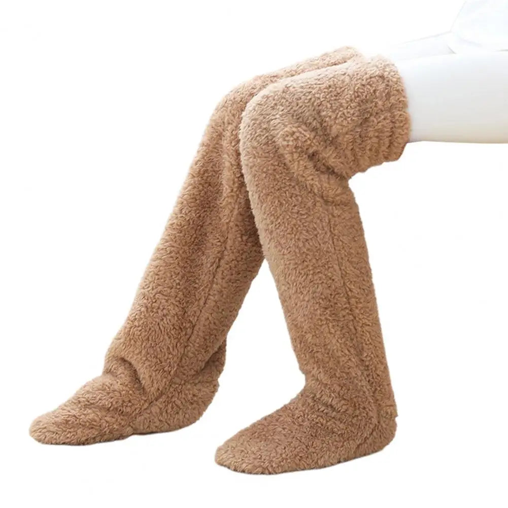Fleece Knee-High Socks Winter Socks with Adjustable Foot Opening for Maximum Warmth, Comfort, Style, and Coziness | Sansoti