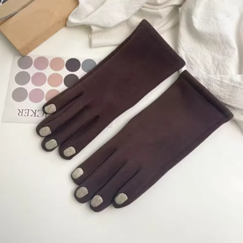 Winter Gloves with Touchscreen Function and Nail Polish Design, Fleece-Lined Warm Women's Gloves | Sansoti