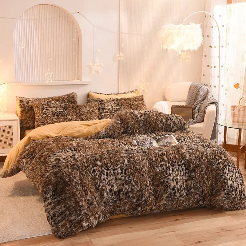 Fluffy Fleece Bedding Set – Teddy 3-piece or 4-piece – Duvet Cover Sheet Pillowcases Single | Sansoti