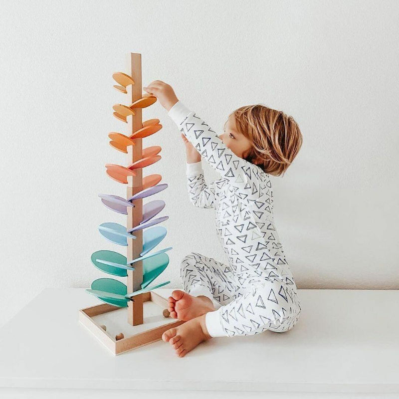 Houten Regenboog Knikkerbaan met Klank en Beweging – Educatief Speelgoed voor Baby's en Peuters | Sansoti