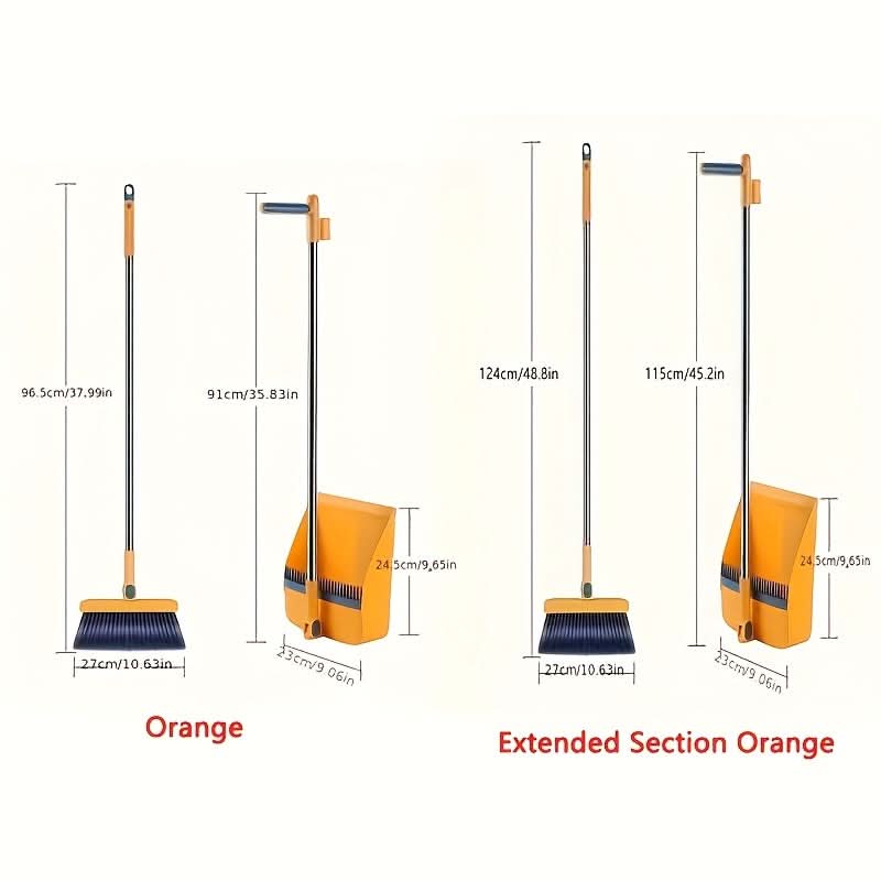 Besen mit Kehrblech-Set, langer Stiel, 124 cm, ergonomisches Reinigungswerkzeug zur aufrechten Aufbewahrung für den Haushalt | Sansoti