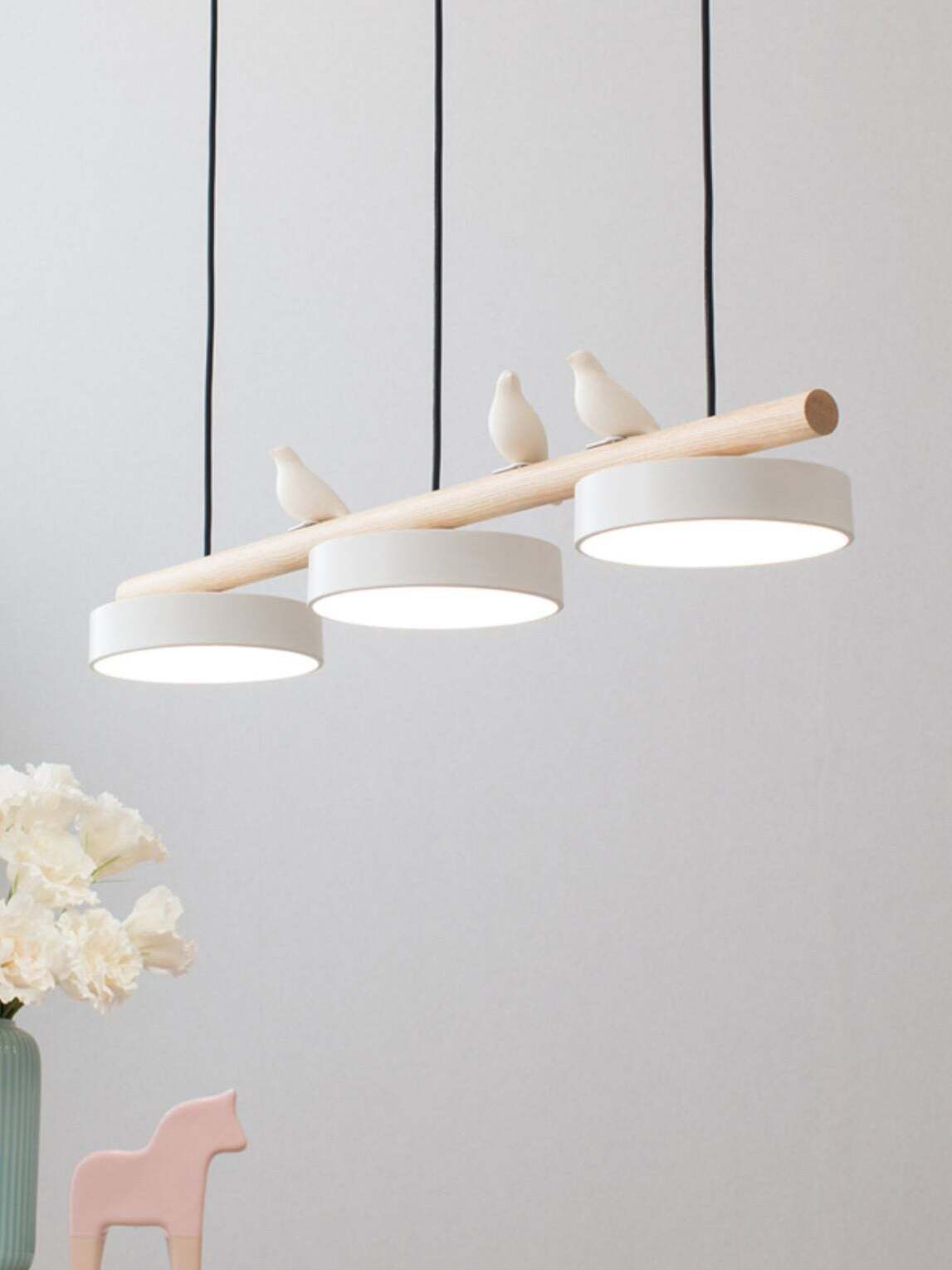 Hanglamp Hout Design Vogelvorm Drie Kappen Scandinavisch Keukeneiland | Sansoti