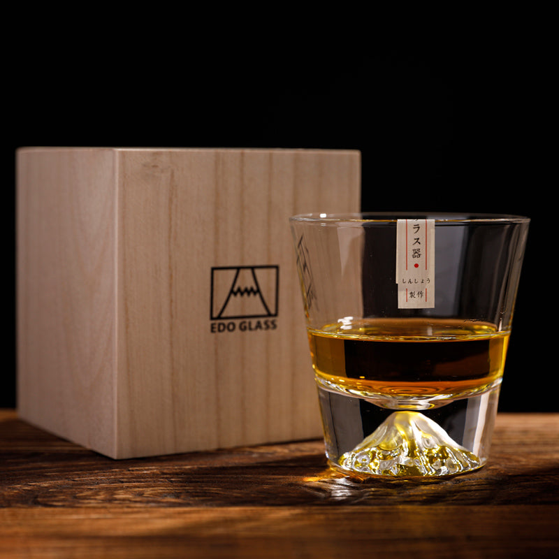 Kristallen Whiskyglazen Set Handgemaakt met Houten Cadeaubox 300-400ml Japans Vakmanschap voor Whisky Liefhebbers Tumbler Luxe Drinkglazen | Sansoti