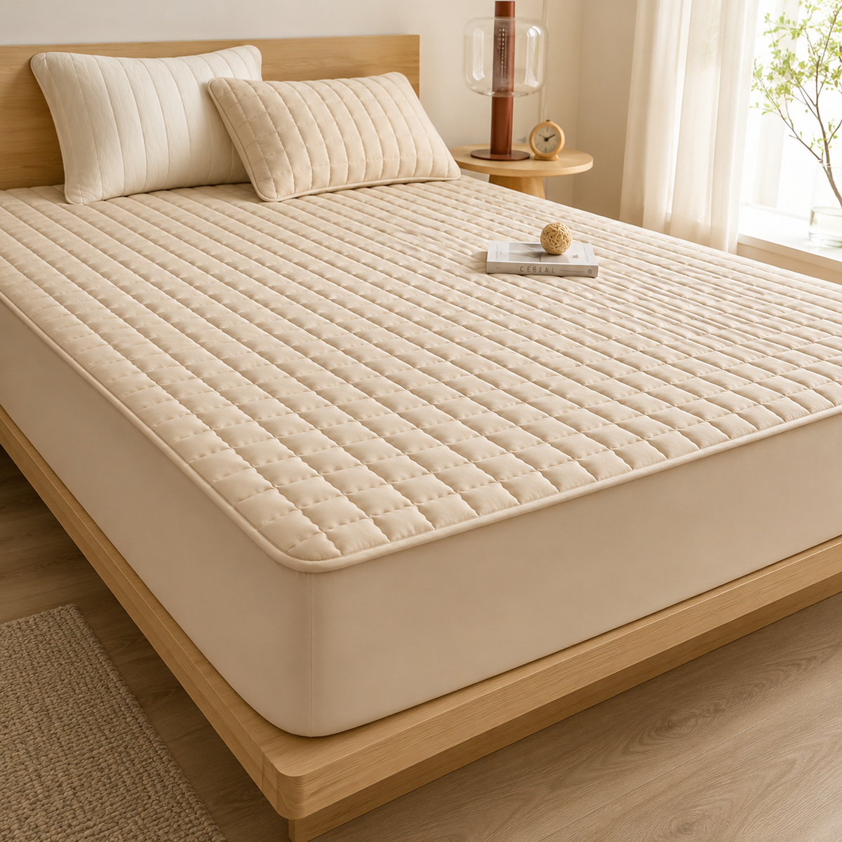 Protège-matelas déperlant avec couche supérieure matelassée pour une protection optimale et un confort accru dans la chambre | Sansoti