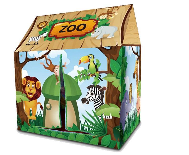 Tierzelt für Kinder 93 x 70 x 103 cm, faltbares Spielhaus für drinnen und draußen, Dschungel-Safari-Thema | Sansoti