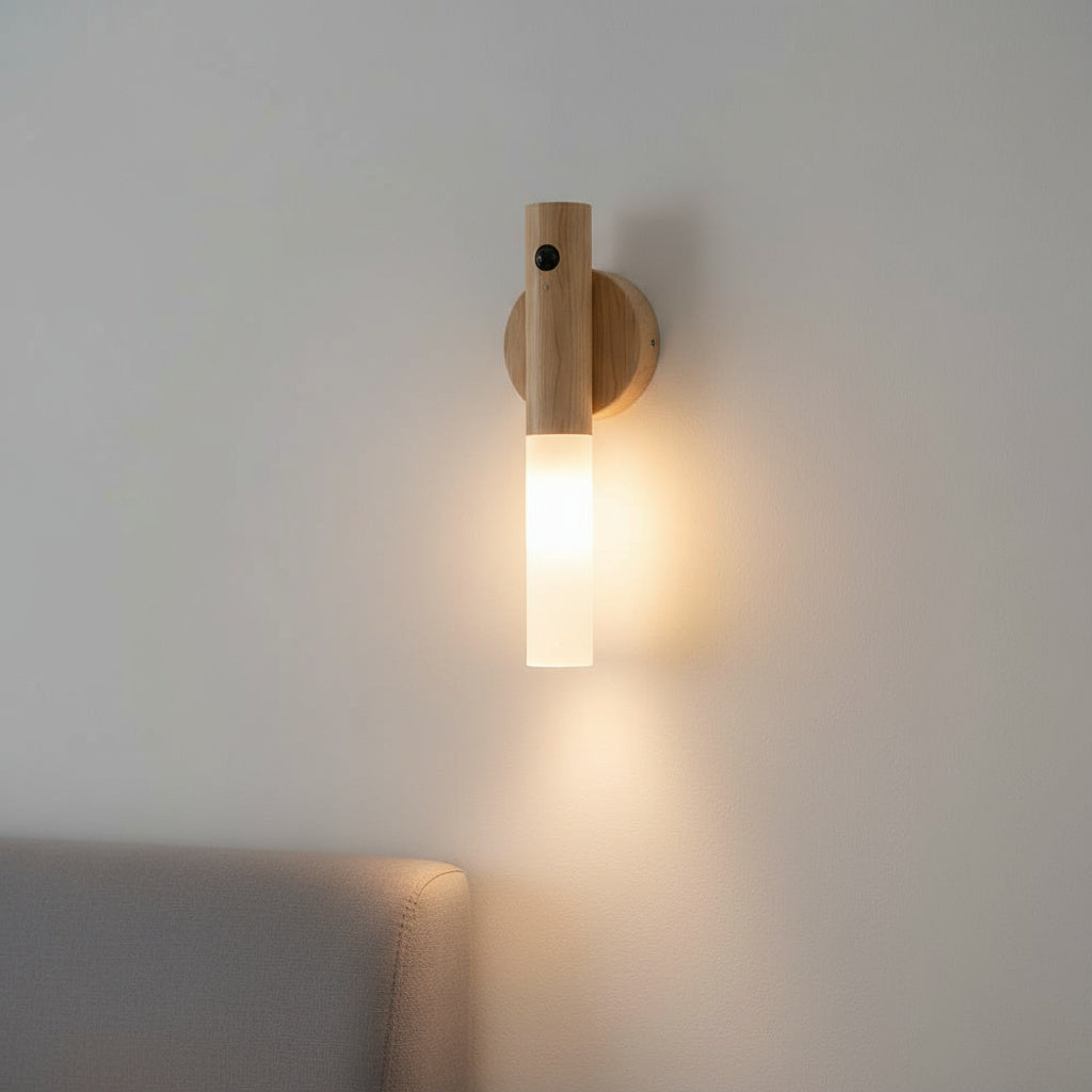 Oplaadbare Houten Wandlamp met Bewegingssensor – Dimbaar LED Nachtlampje voor Hal Gang Slaapkamer | Sansoti