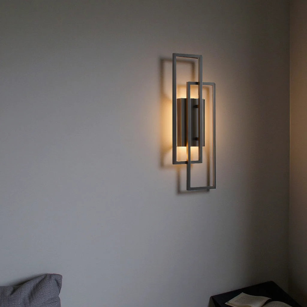 Wandlampe LED Rechteckig Geometrisch Aluminium Schwarz Warmweiß 3000K Flur Schlafzimmer Modern | Restfield