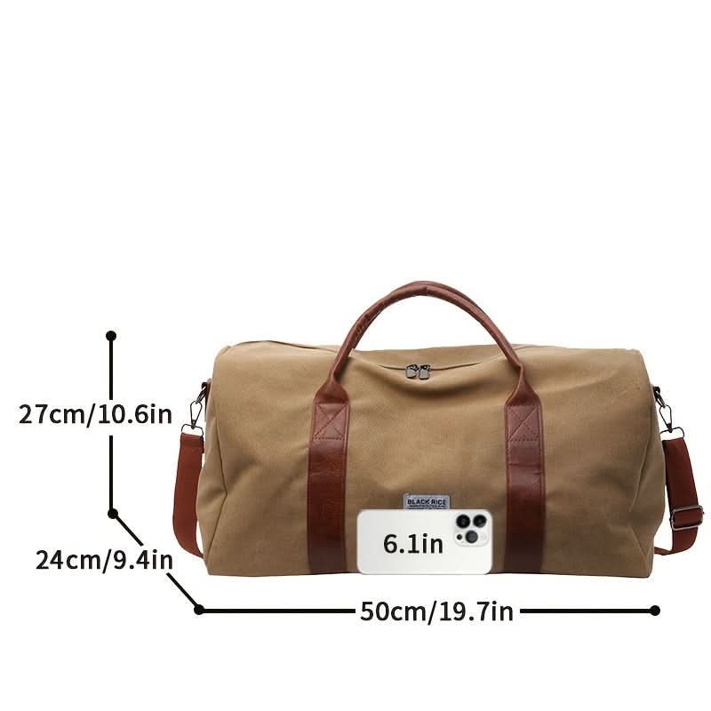 Vintage-Canvas-Wochenendtasche mit geräumigen Fächern für Reisen, Fitnessstudio und Sport, lässiger Retro-Stil, Reisetasche, Schultertasche | Sansoti