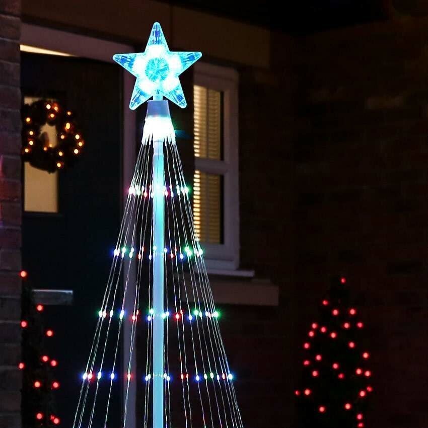 LED Curtain Lights Christmas Tree 150 LEDs Multicolor 2m 12 Light Modes Waterproof IP44 Outdoor Garden Party Lighting | Sansoti