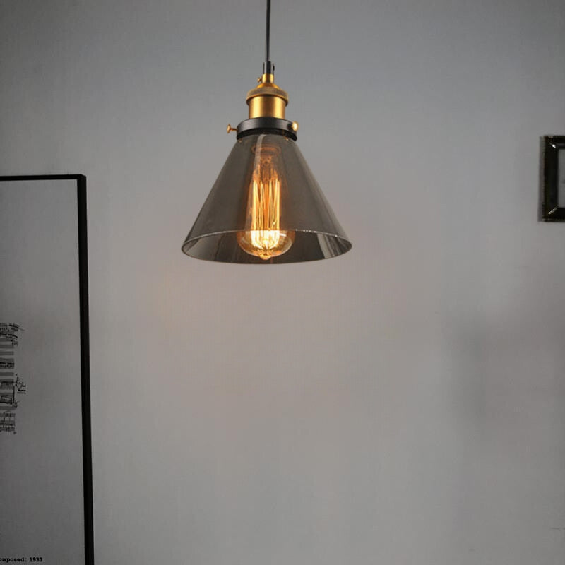 Industriële Glazen Hanglamp Metaal E27 Verstelbaar Snoer Transparant Amber Rookgrijs Binnenverlichting | Sansoti