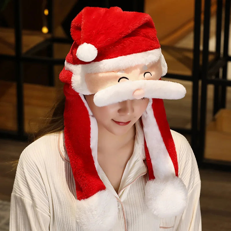 Plush Christmas Hat Reindeer Snowman Santa Festive Winter Accessory Adults Christmas Party Decoration | Sansoti