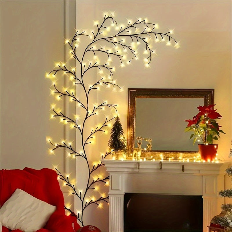 Éclairage mural en branches de saule avec 96 points lumineux LED, blanc chaud, USB, applique murale décorative, éclairage d’ambiance intérieur | Sansoti
