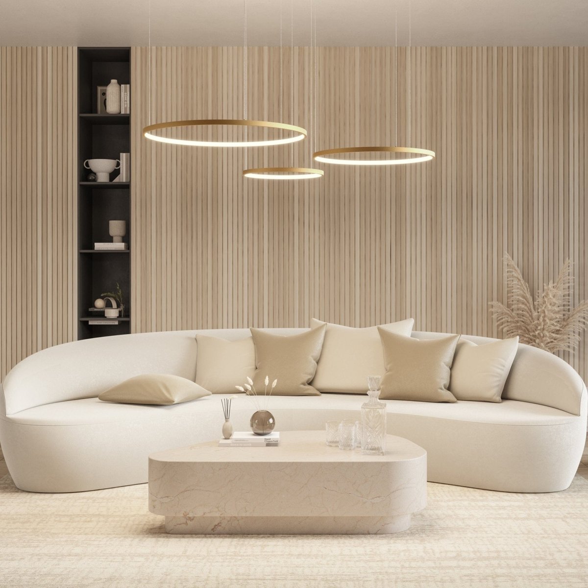 LED Hanglamp Ringen Zwart Wit Goud Dimbaar 70W Aluminium Modern | Sansoti