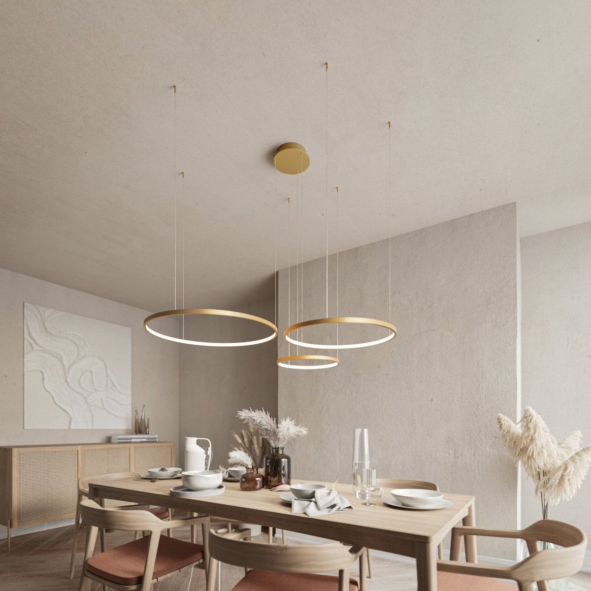 LED Hanglamp Ringen Zwart Wit Goud Dimbaar 70W Aluminium Modern | Sansoti
