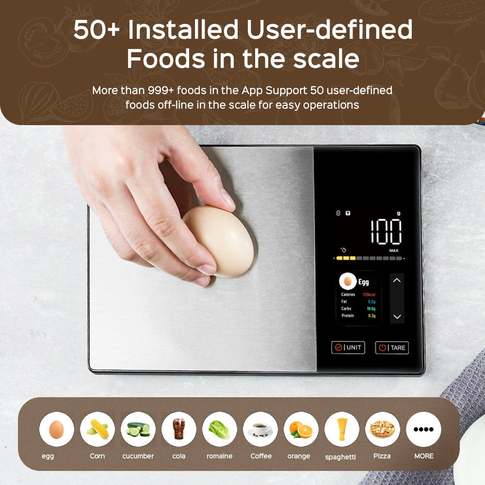 Digital Kitchen Scale with Nutritional Value Display, App Connectivity, 5kg, Accurate Weight Tracking | Sansoti