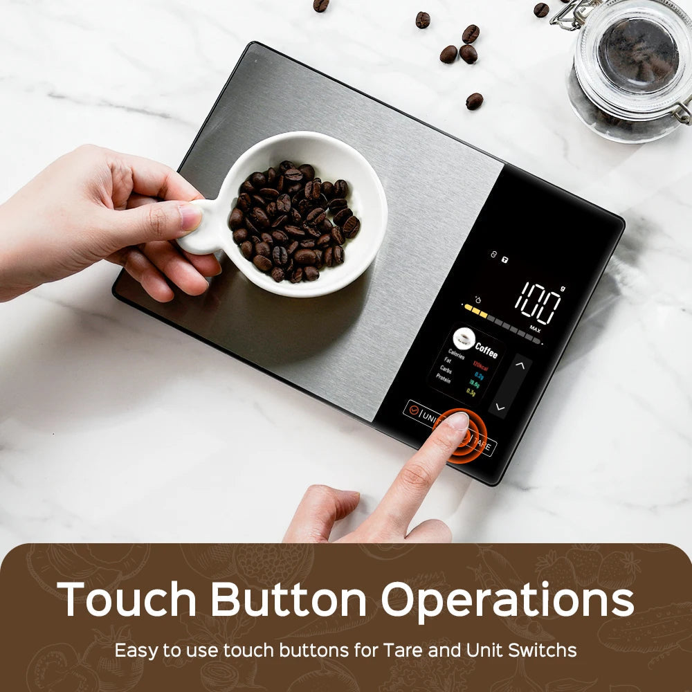 Digital Kitchen Scale with Nutritional Value Display, App Connectivity, 5kg, Accurate Weight Tracking | Sansoti