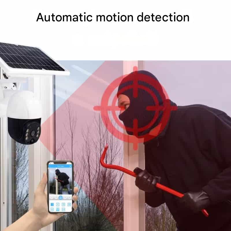 Draadloze Beveiligingscamera met Zonnepaneel 4K Dubbele Lens 10x Zoom 360° Rotatie IP66 Waterdicht Buiten | Sansoti