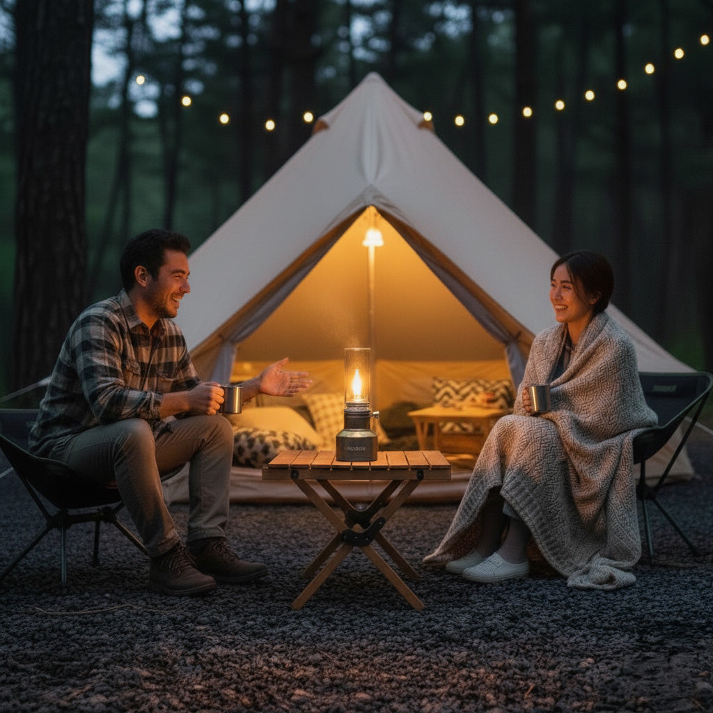 Vintage Campinglamp op Butaan met Verstelbare Vlam – Compact Buitenlicht voor Wandelaars en Avonturiers | Sansoti