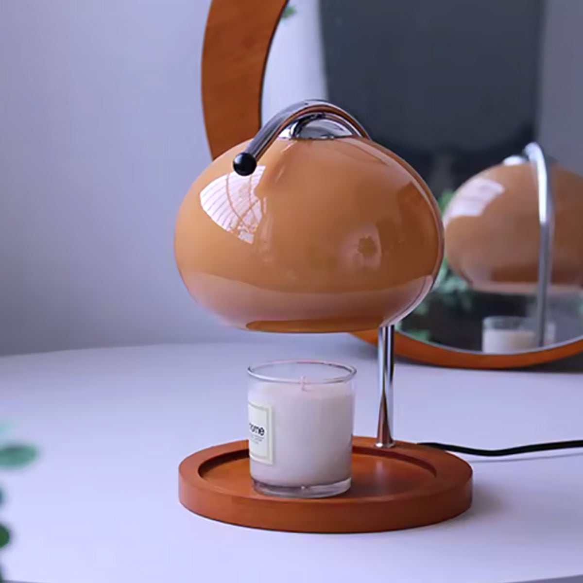 Glass Candle Lamp with Dimming Function, Table Lamp, Fragrance Diffuser, Retro Design, Ambient Lighting for Living Room and Bedroom | Sansoti