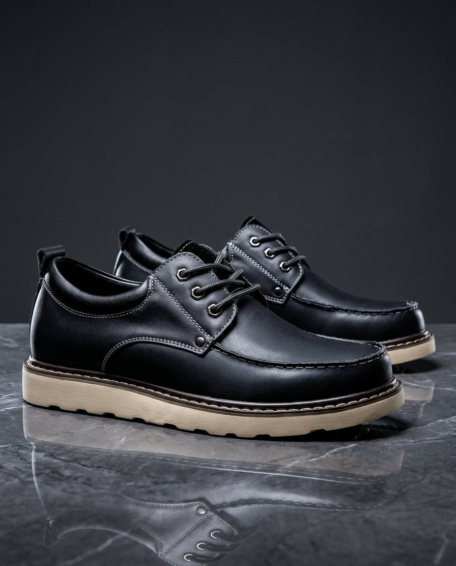 Herenschoenen met Gevoerde Binnenzool en Mocassin Neus in Echt Leer voor Dagelijks Comfort Stijl Werk | Sansoti