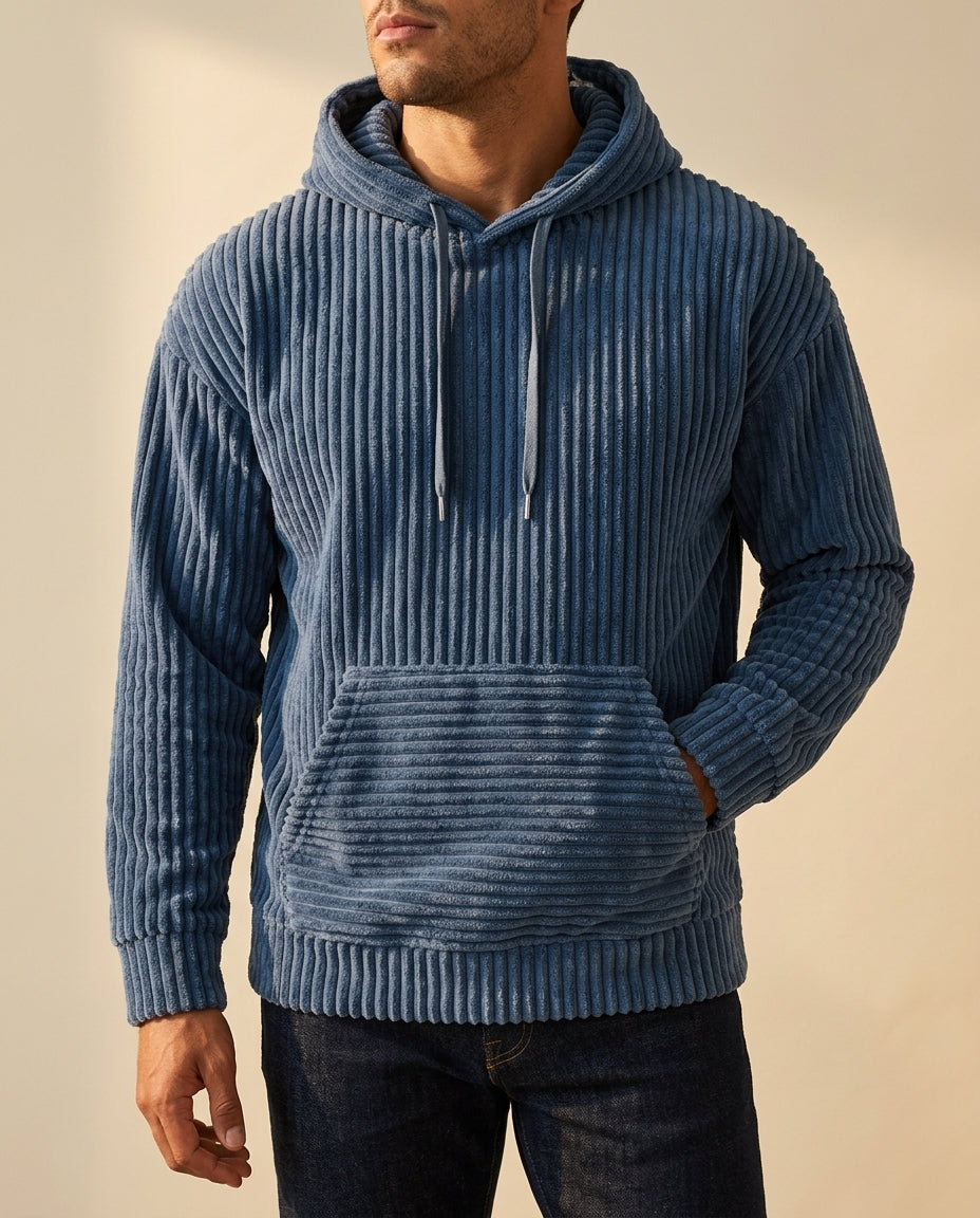 Geribde corduroyhoodie voor heren - zachte premium hoodie met capuchon - relaxte pasvorm, casual streetwear | Sansoti