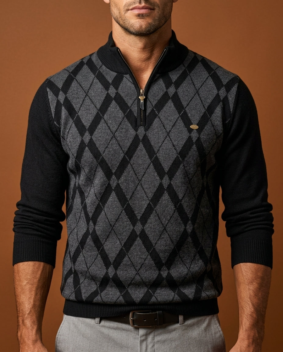 Men’s Checked Long-Sleeve Shirt, Pullover, Soft Cotton Sweater, Spring Autumn, Timeless, Casual, Stylish, Comfortable | Sansoti