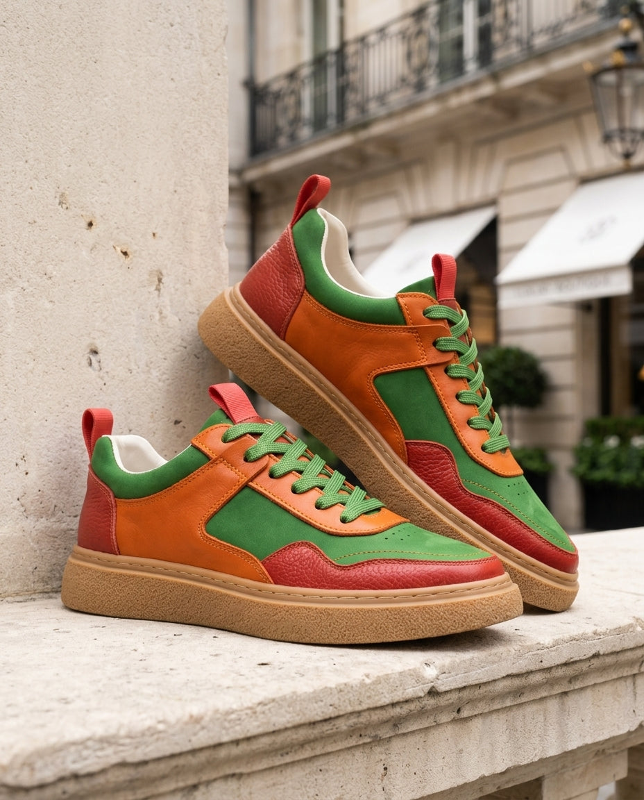 Men's Suede Sneakers Chunky Sole Green White Black Comfortable Streetwear Everyday Footwear Casual Sporty | Sansoti