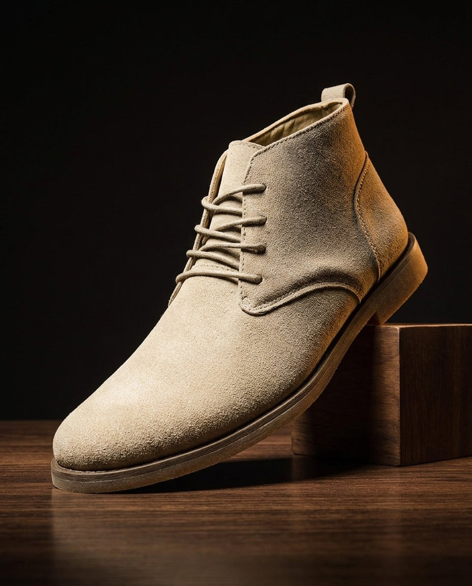 Botines de ante para hombre con cordones - Atemporales y versátiles - Piel prémium - Beige, marrón y negro | Sansoti
